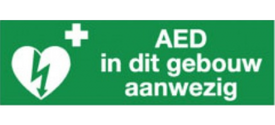 Sticker AED in dit gebouw aanwezig