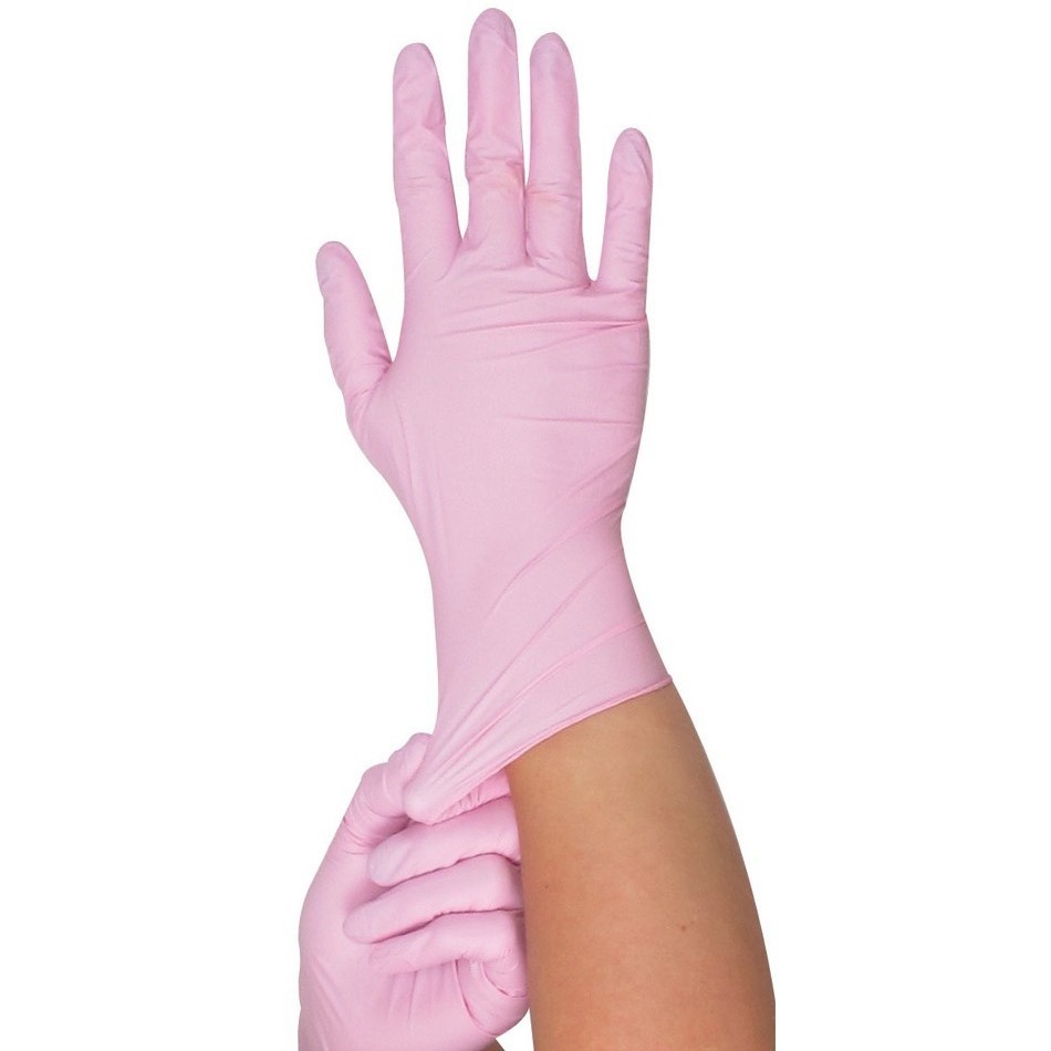Handschoenen Nitril (roze) - maat M (doos / 50 paar)