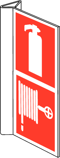 Pictogram Brandblusser + Brandslanghaspel - bordje haaks 15x30cm
