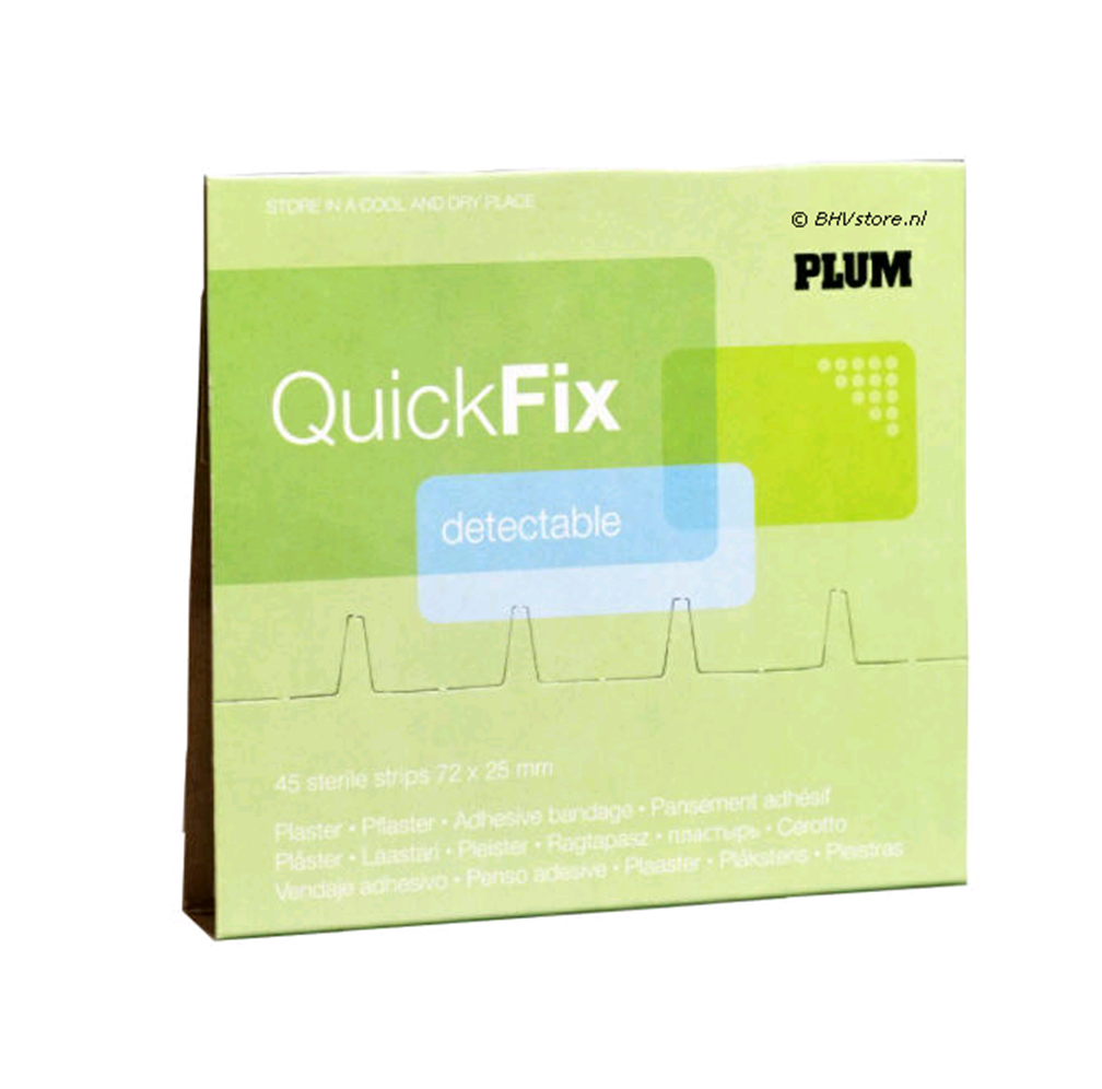 Navulling PLUM QuickFix Pleisterdispenser - 6 x 45 pleisters - Detecteerbaar
