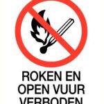 Pictogram Roken en Open Vuur Verboden - bordje vlak 21x30cm