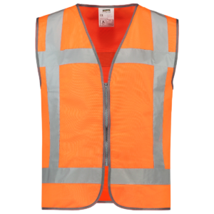 Veiligheidsvest Oranje met rits - met opdruk