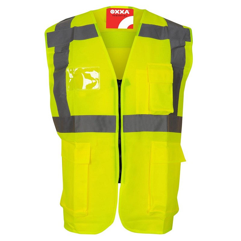 Veiligheidsvest Geel met Rits en Zakken - Maat M/L